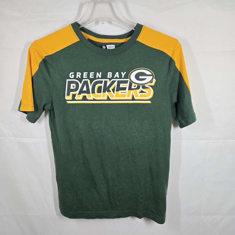 Green Bay Packers NFL Team Apparel Mens Small T-Shirt Green Gold Cotton Blend